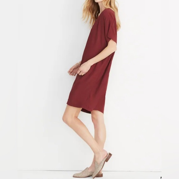 Madewell Dress Burgundy Size Medium - Picture 10 of 13